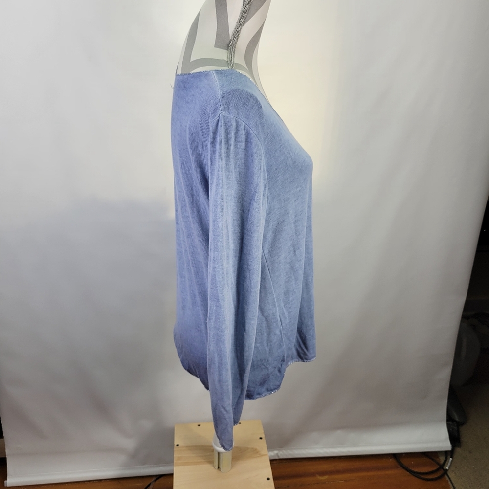 Made in Italy ART 8418 AF Chambray Knit Top Silver Metallic Accents Size L/XL - Picture 3 of 11